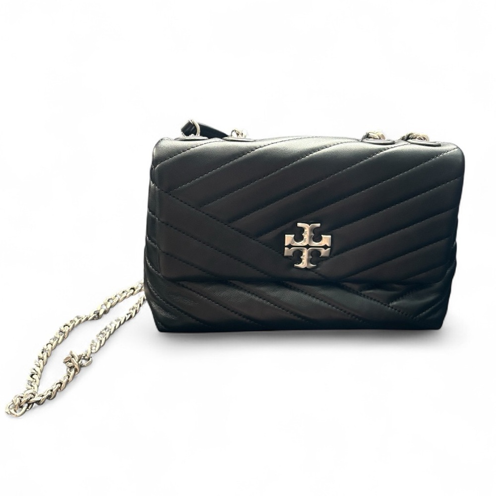 Tory Burch Kira Black Chevron Small Shoulder Bag - Picture 2 of 16